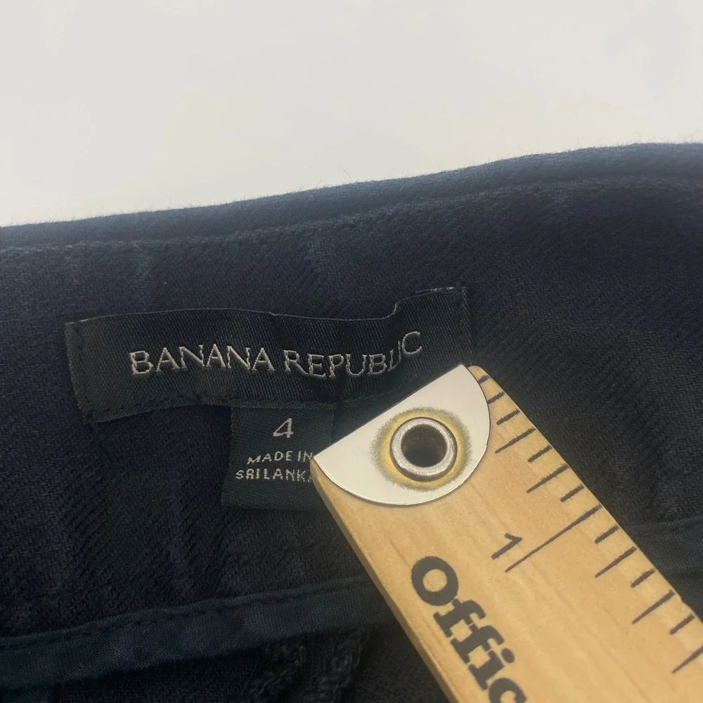 Banana Republic Wide Leg‎ Pants Womens 4 Black High Rise Twill Trouser